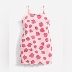 Super Cute Baby Strawberry Print Lettuce Trim Cami Dress 18-24 Months.